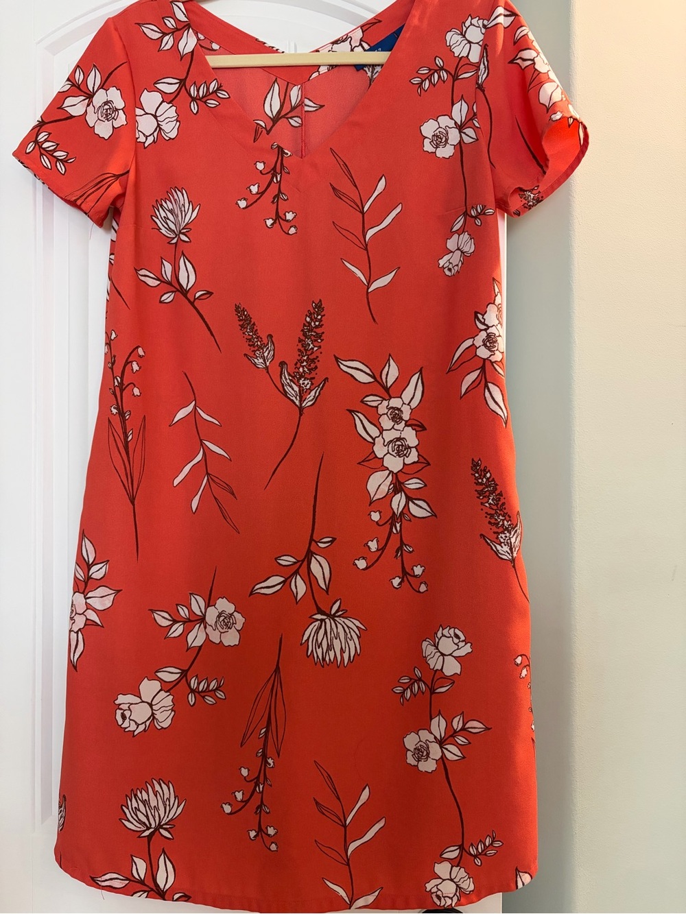 Apt. 9 Coral Floral V-Neck A-Line Dress